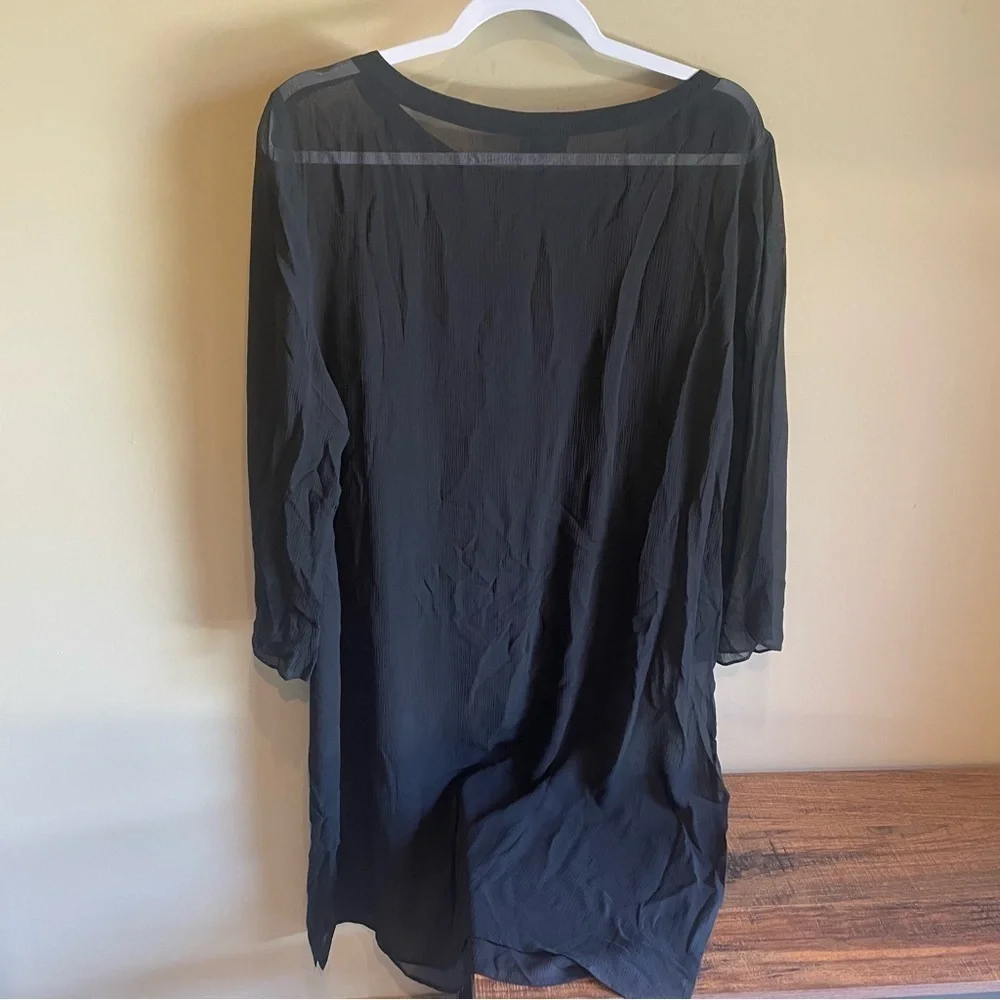 J. Jill Wearever Collection 100% Silk Swimsuit Coverup Midi Dress Black XL NWT